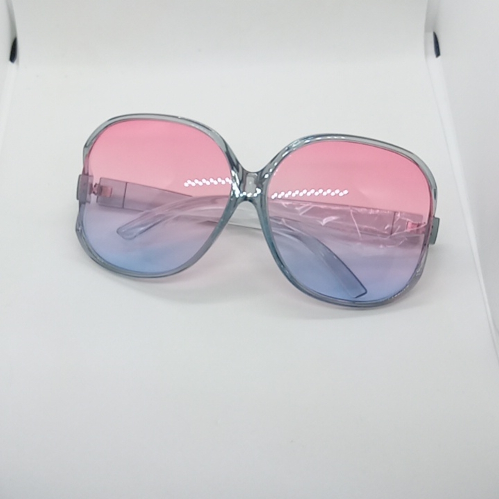 Women's Oversized Blue Frame Pink and Blue Ombre Sunglasses